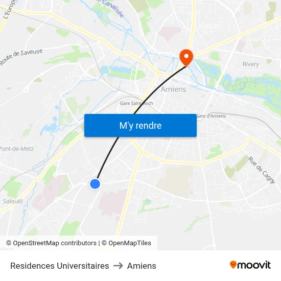 Residences Universitaires to Amiens map
