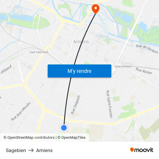 Sagebien to Amiens map