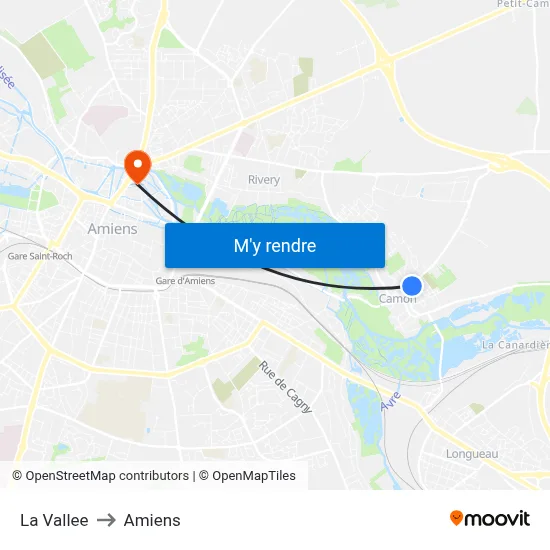 La Vallee to Amiens map