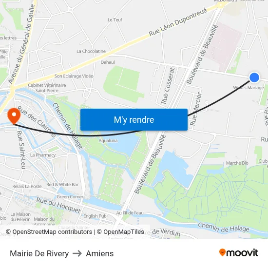 Mairie De Rivery to Amiens map