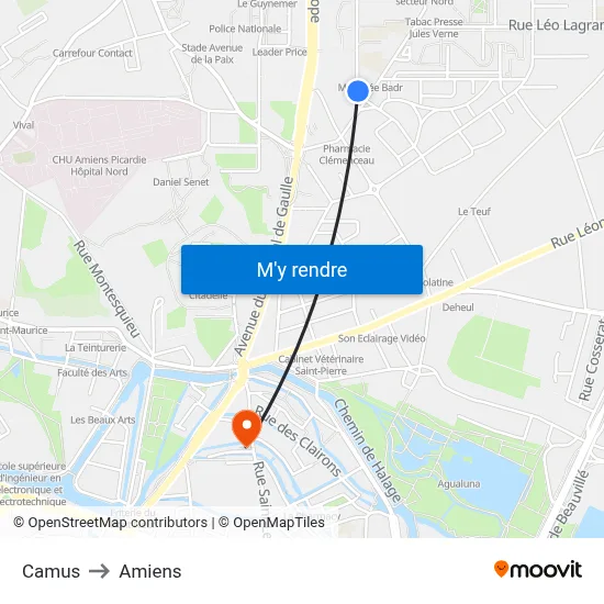 Camus to Amiens map