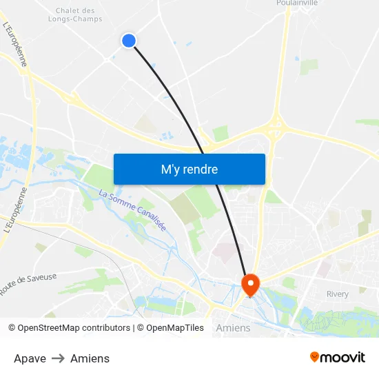 Apave to Amiens map