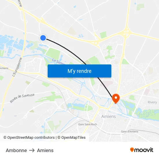 Ambonne to Amiens map