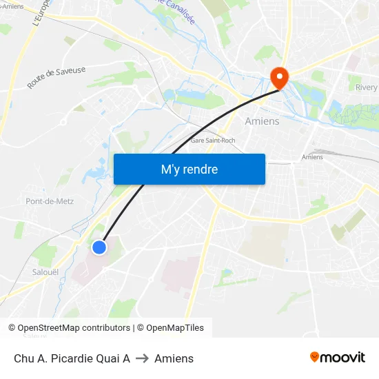 Chu A. Picardie Quai A to Amiens map