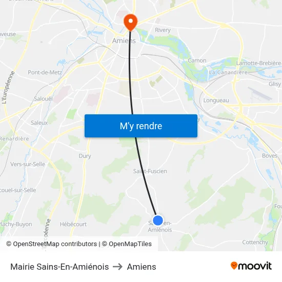 Mairie Sains-En-Amiénois to Amiens map