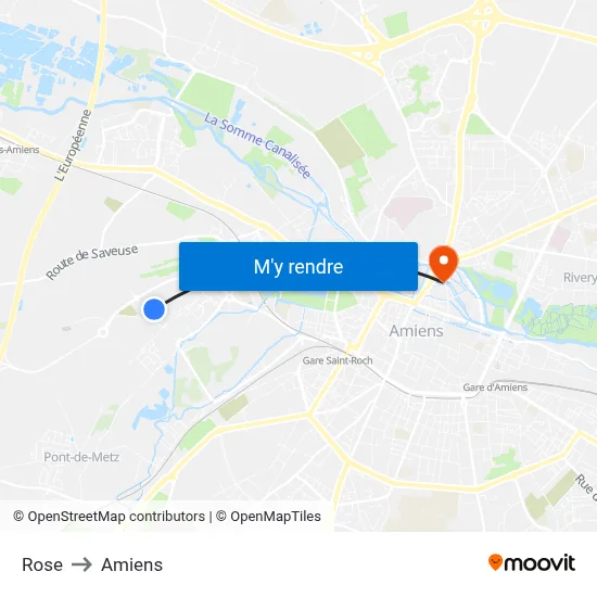 Rose to Amiens map