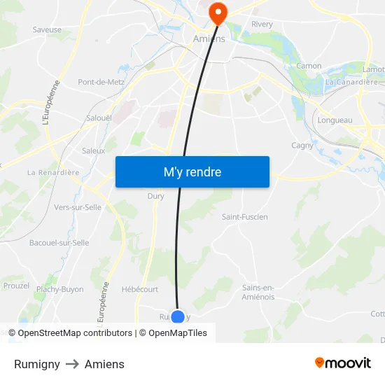 Rumigny to Amiens map