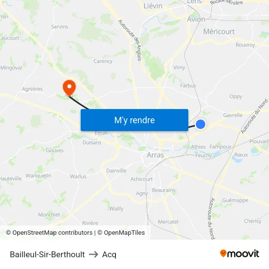 Bailleul-Sir-Berthoult to Acq map