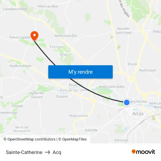 Sainte-Catherine to Acq map