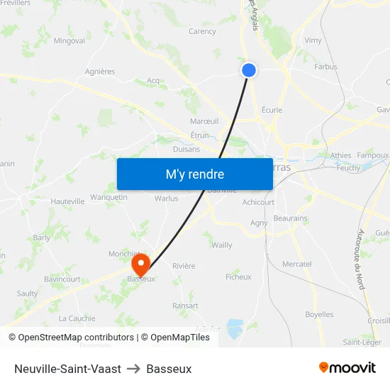 Neuville-Saint-Vaast to Basseux map