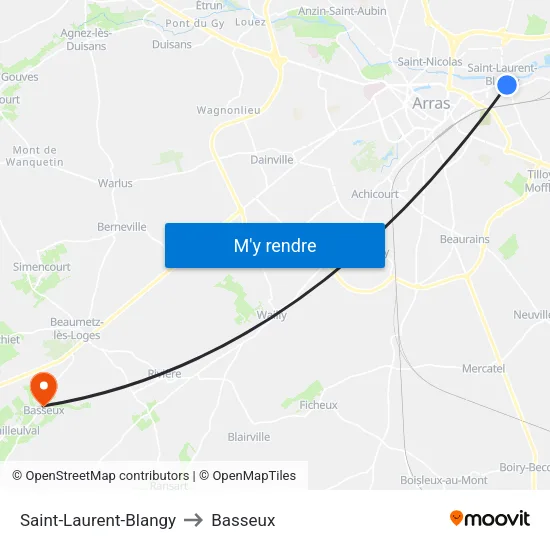 Saint-Laurent-Blangy to Basseux map