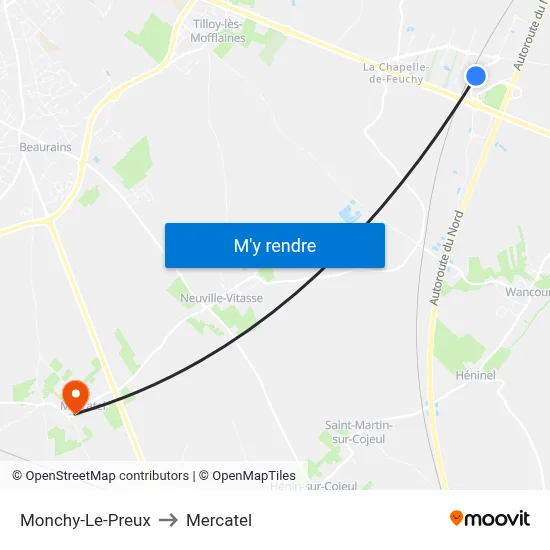 Monchy-Le-Preux to Mercatel map