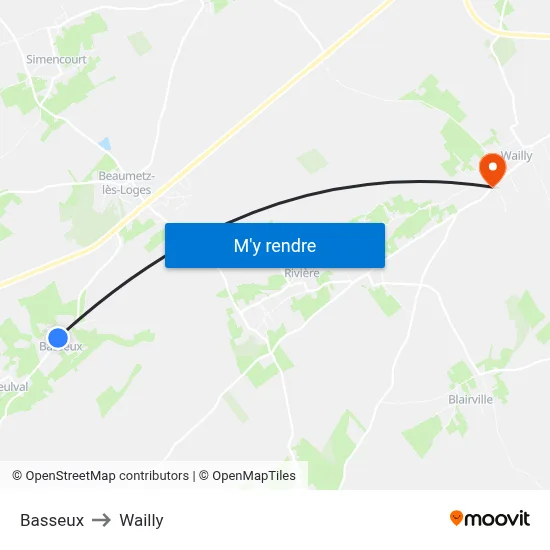 Basseux to Wailly map