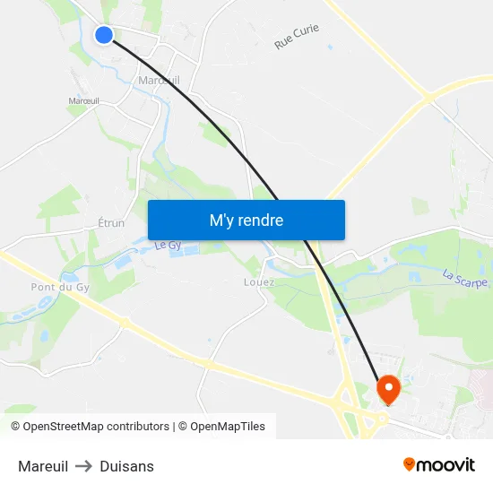 Mareuil to Duisans map
