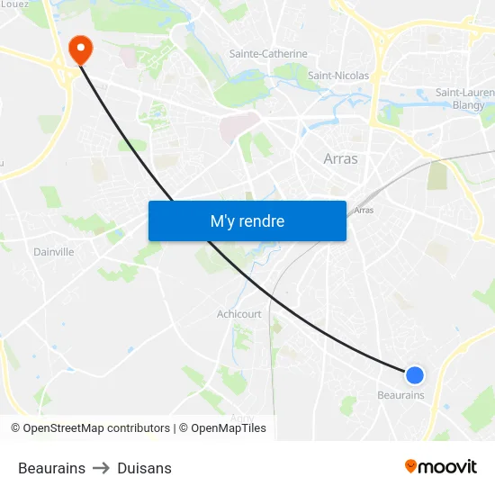 Beaurains to Duisans map