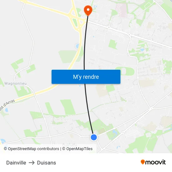 Dainville to Duisans map