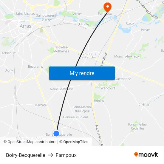 Boiry-Becquerelle to Fampoux map