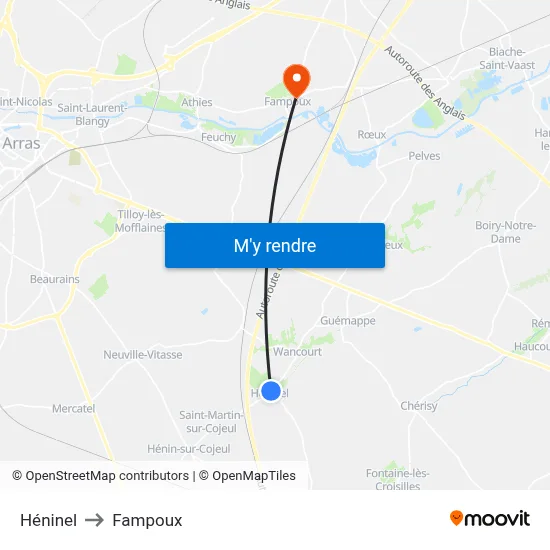 Héninel to Fampoux map