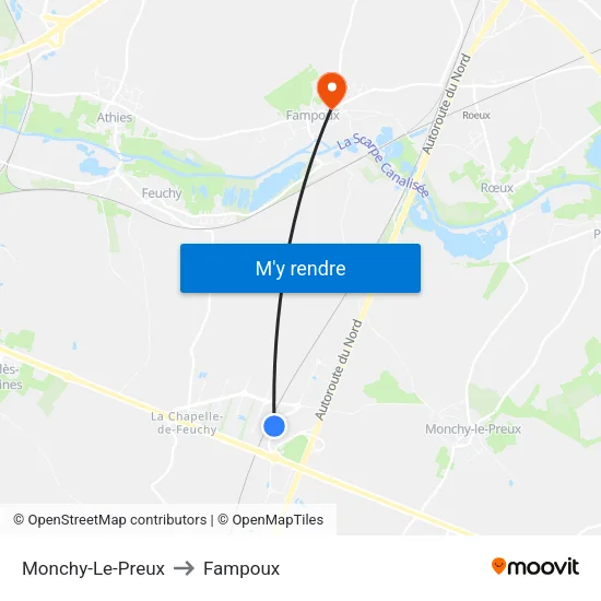 Monchy-Le-Preux to Fampoux map