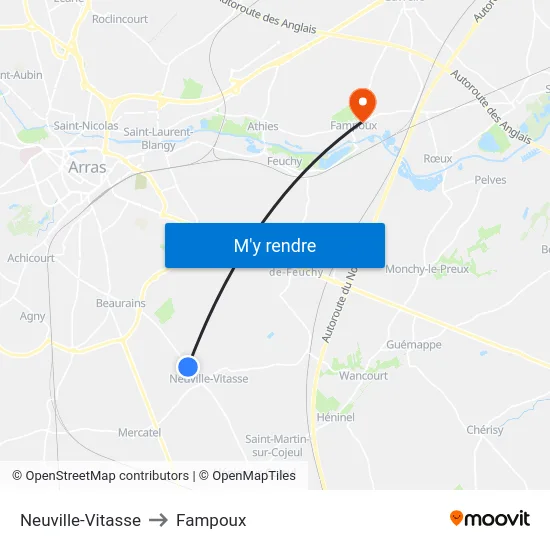 Neuville-Vitasse to Fampoux map