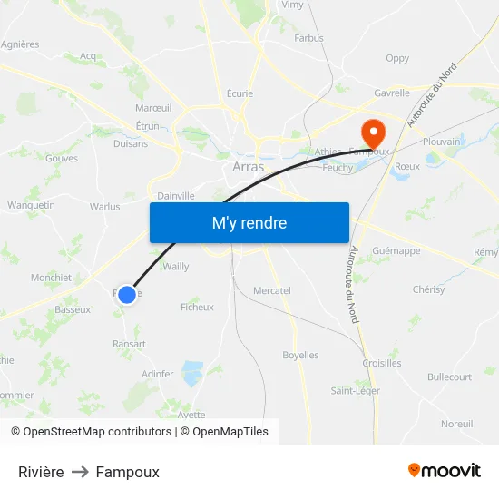 Rivière to Fampoux map