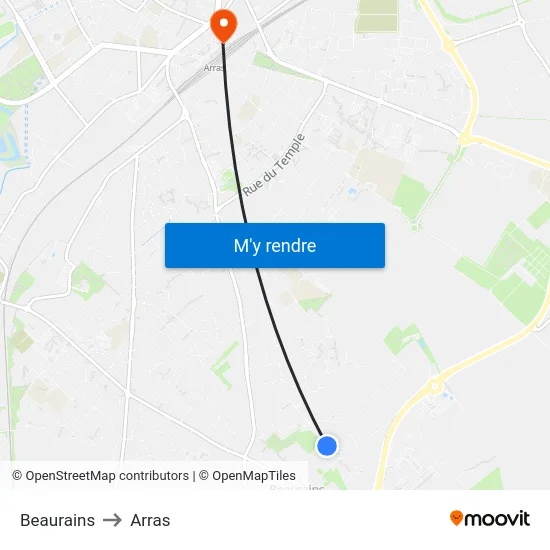Beaurains to Arras map