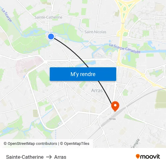 Sainte-Catherine to Arras map
