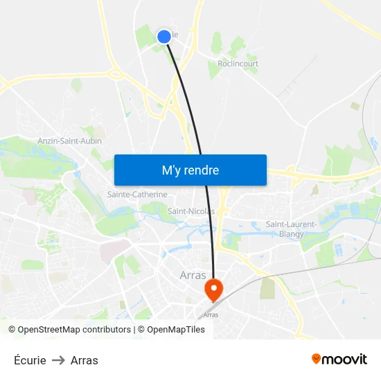 Écurie to Arras map
