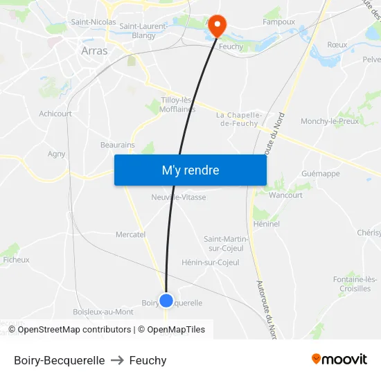Boiry-Becquerelle to Feuchy map