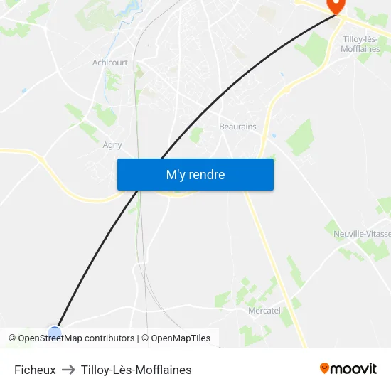 Ficheux to Tilloy-Lès-Mofflaines map