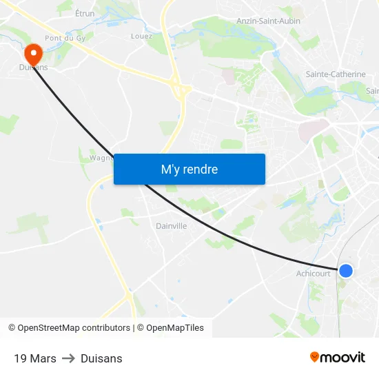 19 Mars to Duisans map