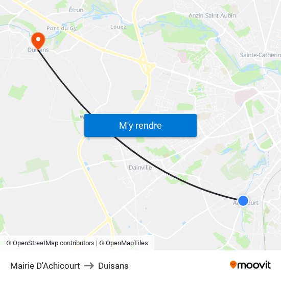 Mairie D'Achicourt to Duisans map
