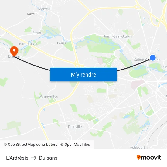 L'Ardrésis to Duisans map