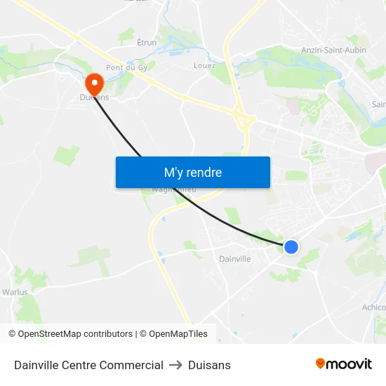 Dainville Centre Commercial to Duisans map