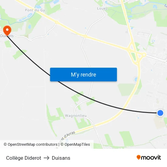 Collège Diderot to Duisans map