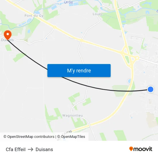 Cfa Effeil to Duisans map
