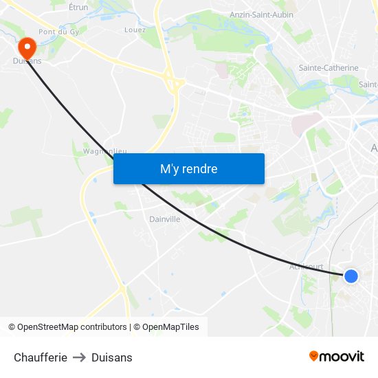 Chaufferie to Duisans map