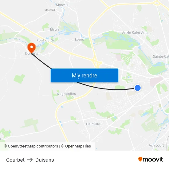 Courbet to Duisans map