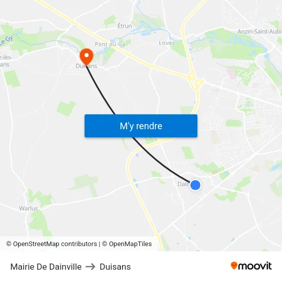 Mairie De Dainville to Duisans map