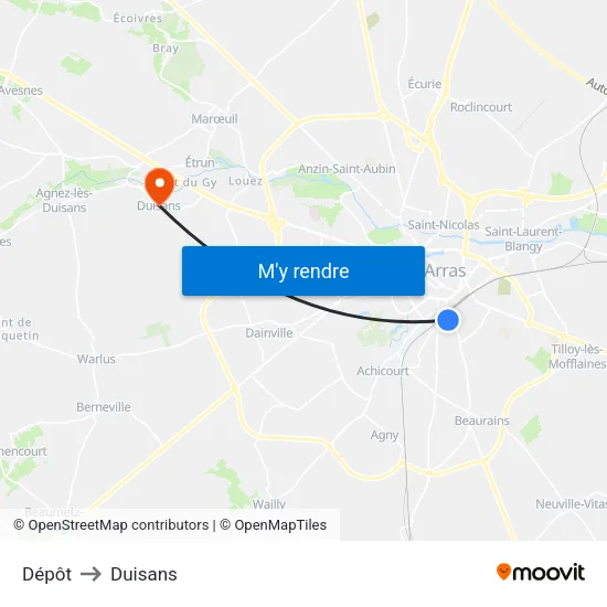Dépôt to Duisans map