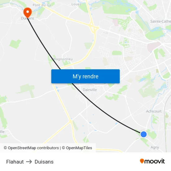 Flahaut to Duisans map