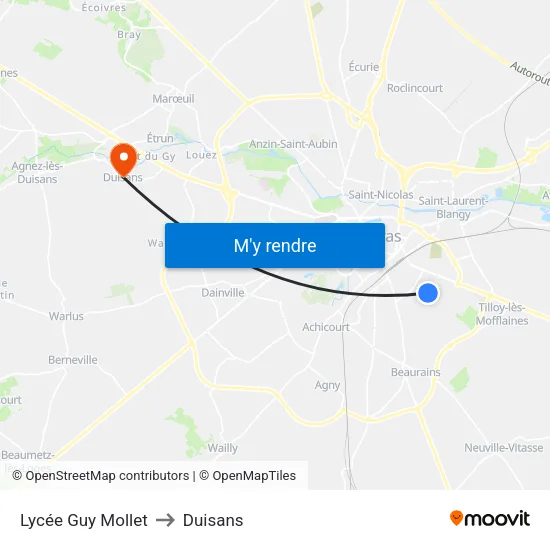 Lycée Guy Mollet to Duisans map