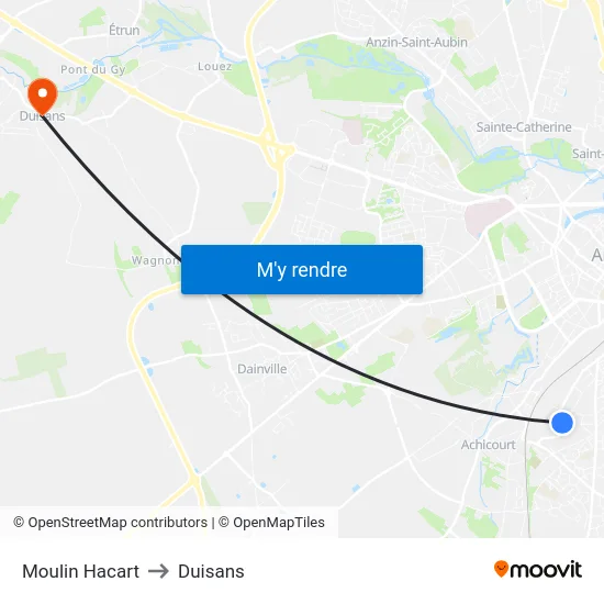 Moulin Hacart to Duisans map