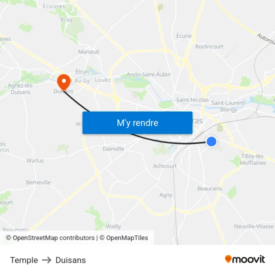 Temple to Duisans map