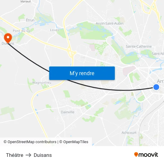 Théâtre to Duisans map