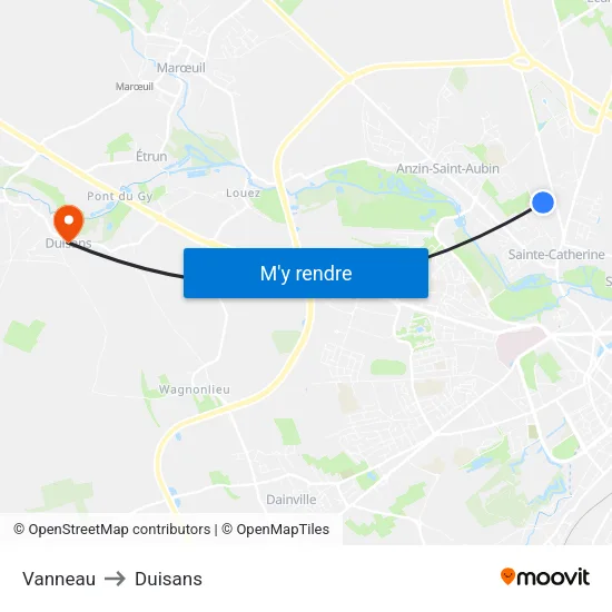 Vanneau to Duisans map