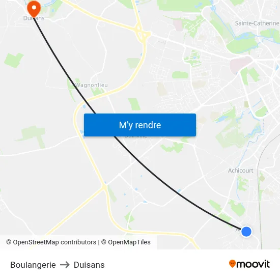 Boulangerie to Duisans map