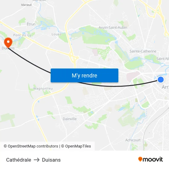 Cathédrale to Duisans map