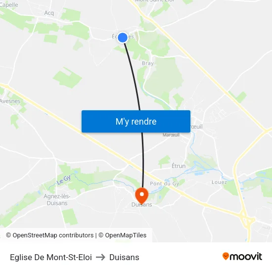 Eglise De Mont-St-Eloi to Duisans map