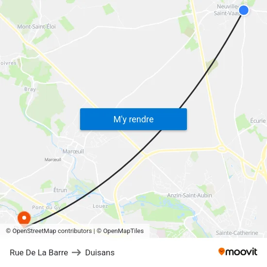 Rue De La Barre to Duisans map